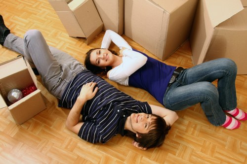 Packed boxes ready for Chinatown apartment moving day